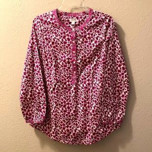 ThredUP: J. Crew Print Popover Button Down Henley with Long Sleeves